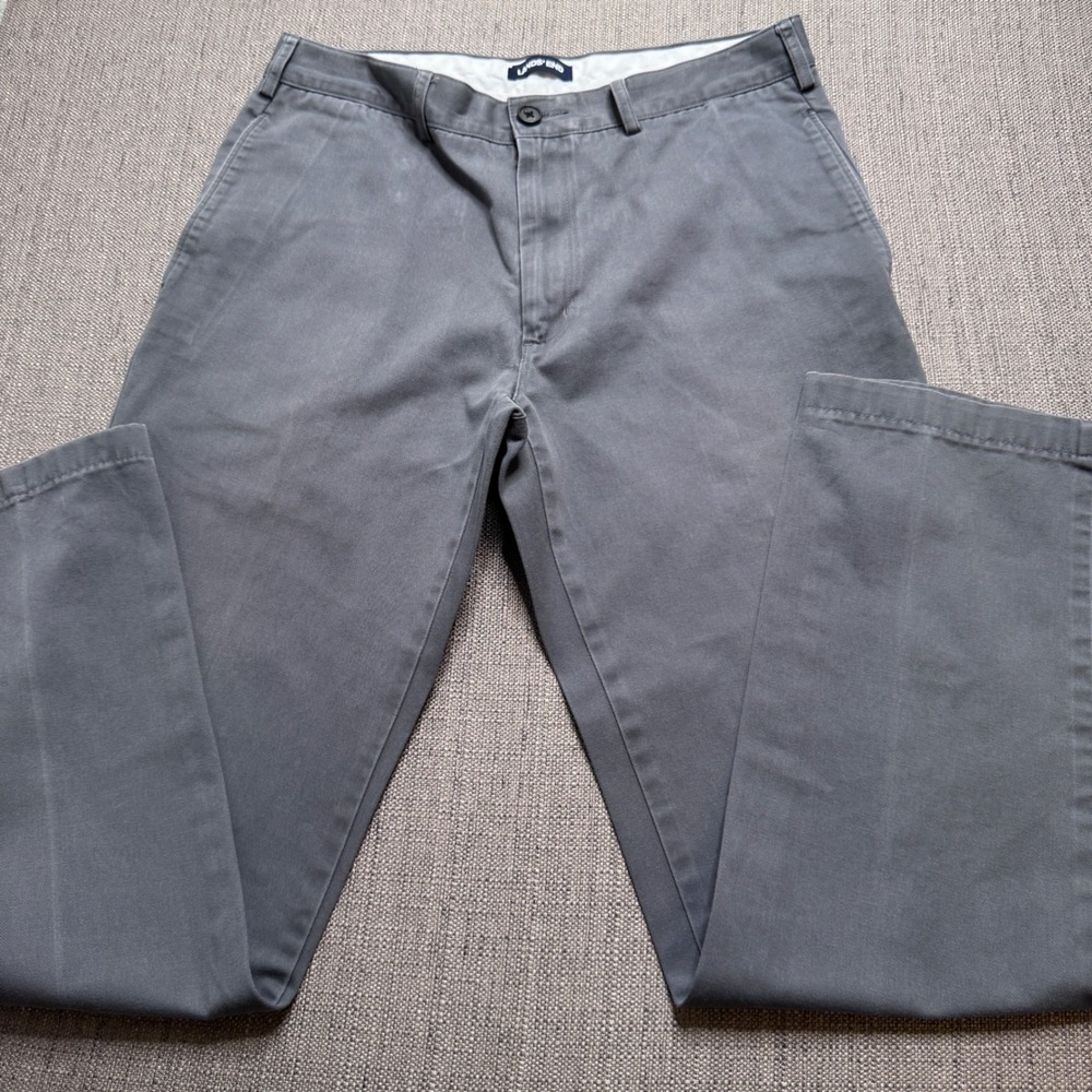 Lands End Mens Tailored Fit Chino Pants Gray 100% Cotton Twill Size 32x30
